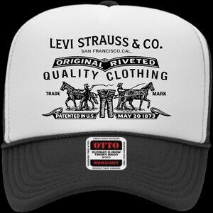Levi Black And White Foam Trucker Otto Mesh Snap Back Hat Cap